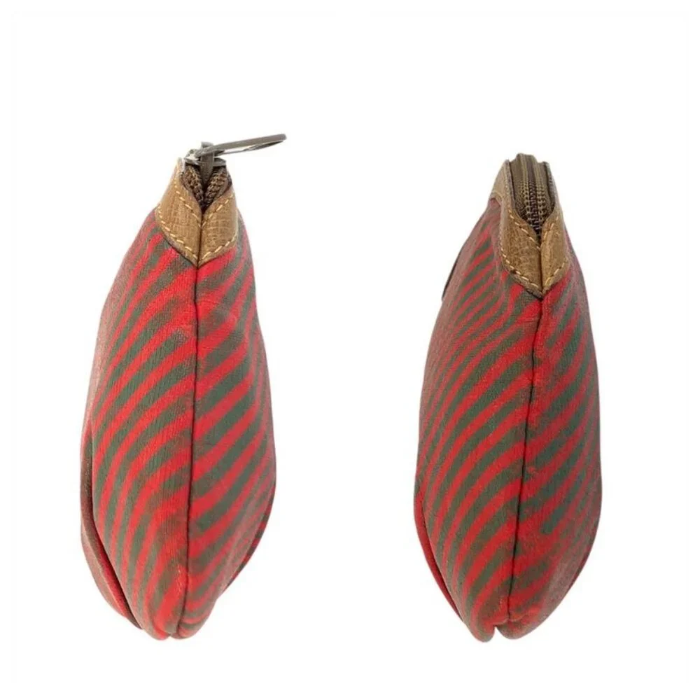 Gucci Vintage Red Green Brown Leather Pouch Makeup - Picture 7 of 9